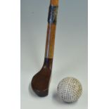 Unnamed dark wooden mallet putter head styled golf walking stick with white plastic insert and metal