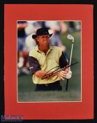 Greg Norman Autographed Golf Display inscribed in ink, colour print, mounted measures 27x34cm