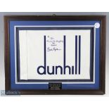 2004 Dunhill Links Pin Flag signed Stephen Gallacher, with a dedication to Ian, framed and mounted