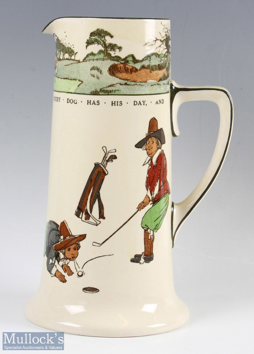 Royal Doulton Series Ware Charles Crombie Jug of tall slender form with wide base with motto '