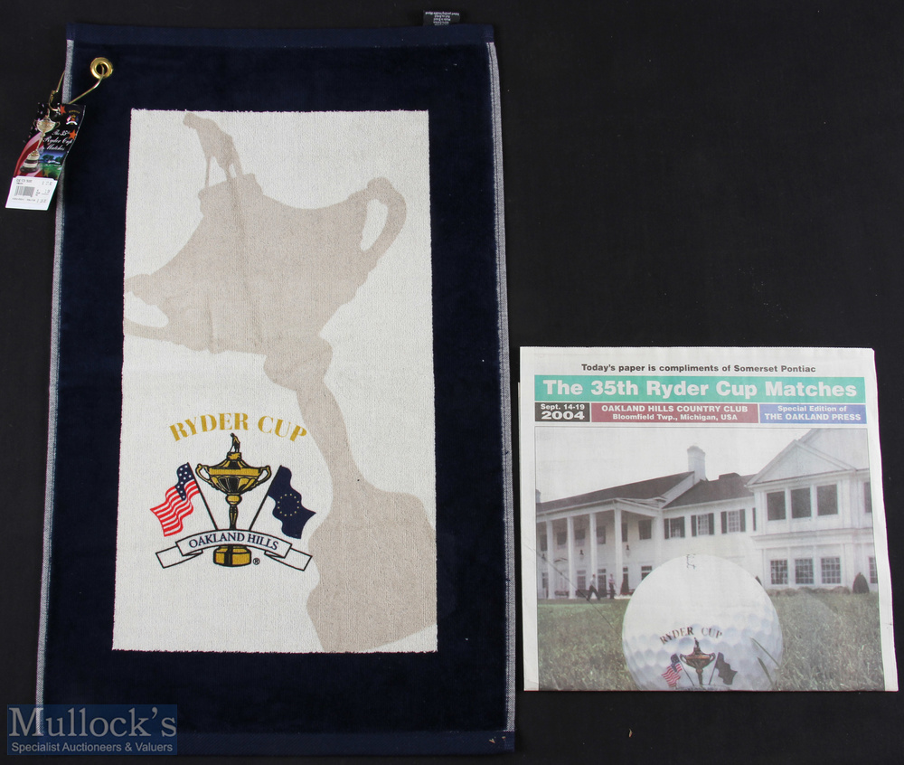 2004 Ryder Cup Oakland Hills official items (2) Oakland Hills Ryder Cup Bag Towel c/w original