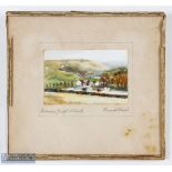 Frank Nash (British) "Downs Golf Club" miniature watercolour signed in pencil to the border-image 2"