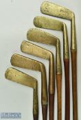 6x Various brass putters features a Caledonian, Pyramid Special, Edco Special, 3x unnamed examples -