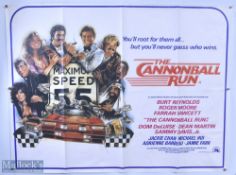 Movie / Film Poster - 1981 The Cannonball Run 40x30" approx., Burt Reynolds, Jackie Chan, folds,