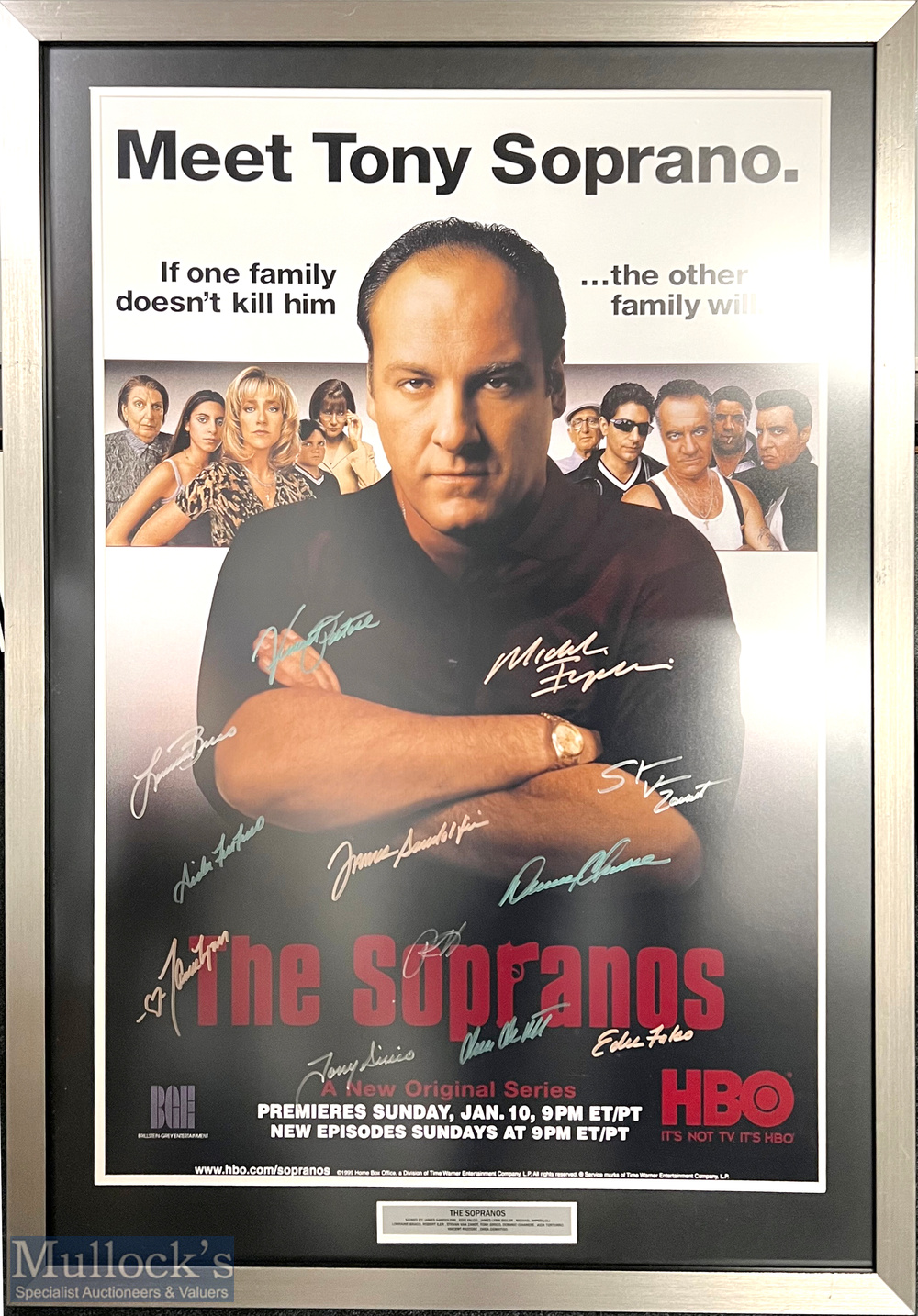 The Sopranos Autographed poster print - signed in ink by the cast to include James Gandolfini,