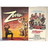 Movie / Film Poster - 1981 Zorro / The Cannonball Run 40x30" approx., double bill, kept rolled,
