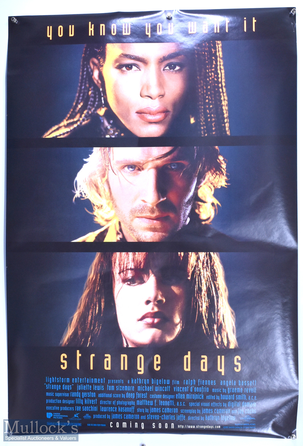 Original Movie/Film Poster - 1995 Strange Days 27x40" approx. kept rolled, light creasing in