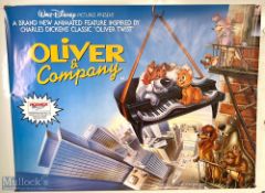 Movie / Film Poster - 1989 Oliver and Company 40x30" approx., kept rolled, creasing in places, small