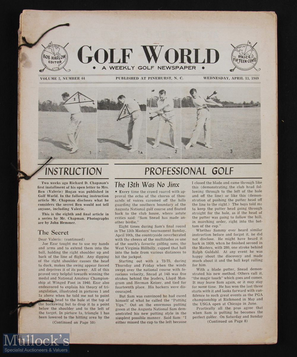 1949 Golf World Weekly USA Newspaper Publ'd Pinehurst NC (9) - a complete run from Vol. 2 Number