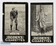 2x Ogden's Tabs Cigarette Real Photograph Players Golf Cards c1901 - H H Hilton (Open and Amateur