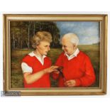 K Bosco - oil on canvas "Bernard Langer & Harry Busson (Walton Heath Golf Club Professional and