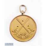 1915 Mixed Foursomes 1st Prize 9ct Gold Golf Medal awarded to R Buchanan, crossed clubs 'Far and