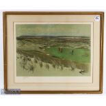 Cecil Aldin (1870-1935) signed early "Famous Golf Links" colour golf print of 5th Green Westward Ho!