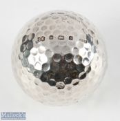 Unusual Hallmarked Silver Golf Ball with filled centre by Chantry Silversmiths, hallmarked Sheffield