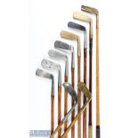 10x Assorted metal and brass putters to incl R Anderson and Son Edinburgh showing Nicol hand mark,