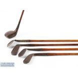 Hickory Golf Club half set - to incl R Forgan & Sons St Andrews smooth faced iron with maker's