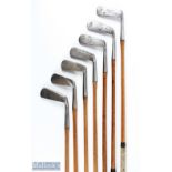 7x Metal blade putters to incl an excelsior concentric back blade, Walter Hagen long blade putter,