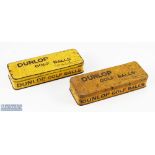 2x Early Dunlop Golf Ball Advertising Tin Boxes for 12 balls, the Dunlop Rubber Co Birmingham,