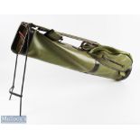 Leather Golf Bag with stand shoulder strap, carry handle, large rear zipped pocket and compartment