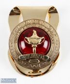 Rare 2001 Official Ryder Cup Presentation 14ct gold plated embossed and engraved Players/Official