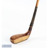 Unusual Ben Sayers wooden mallet head scare neck putter with full thick central brass sole plate