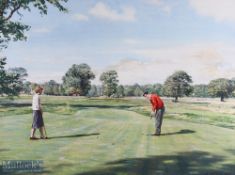 Arthur Weaver (b.1918-d.2008) watercolour "Roehampton Golf Course - Ladies Autumn Golf Meeting"