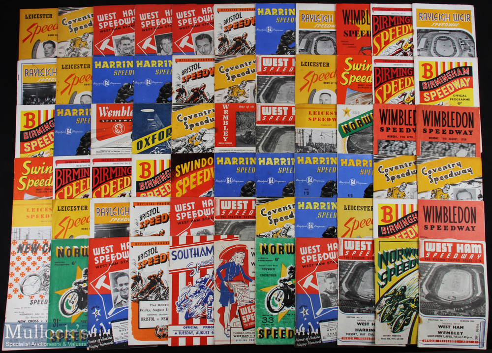 1950s Speedway programmes, a good selection of mixed teams league and cup meets, with noted teams of