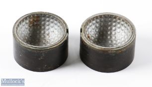 Interesting Metal Dimple Pattern Golf Ball Mould - the one base stamped B62 and 4-75 and the other