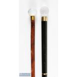 Glass Dimpled Golf Ball Sunday Walking Stick on stout three piece shaft with decorative joint