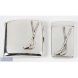 Silver Golfing Related Cigarette Case and Similar Cigarette / Card Case cigarette case with curved