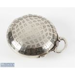 Silver plated Dunlop style pocket watch - with square mesh pattern casing with front and back hinged