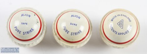 Scarce Set of 3x Alyn Super Pure Strike Practice Putting Golf Balls - Made in England and Patents