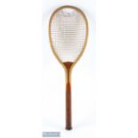 c1895 Williams Co Paris The Club Wooden Tennis Racket, handle stamped imported, most like an