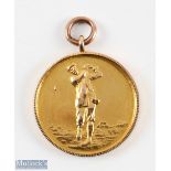 1922 Ridgemount Working Mens Golf Club 9ct Gold Medal embossed golfer to obverse, engraved to