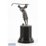 Silver Hallmarked Golf Trophy Figure in swing on Bakelite plinth - #12cm tall