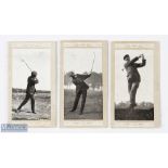 3x James Braid Marsuma Cigarette Golfing Cards c1914 - from Famous Golfers and Their Strokes to incl