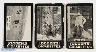 3x Ogden's Tabs Cigarette Real Photograph Players Golf Cards c1901 - James Braid, H Vardon and '