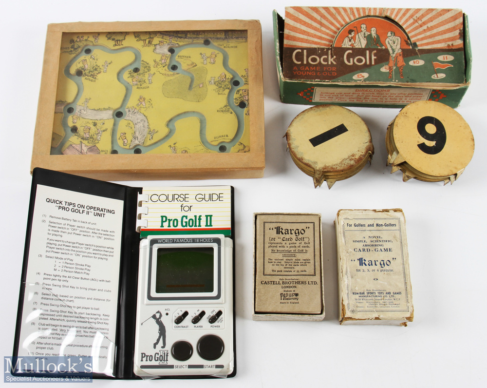 Collection of various golf puzzle board game, cards, early Game Boy style hand set (5) Original Golf