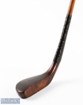 H Philp dark stained fruitwood longnose putter appears with filed hook face for later use, rear