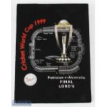 1999 Cricket World Cup Lords Final, framed commemorative T Shirt, official World Cup merchandise