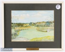 Jean Beeson - watercolour "View of The Golf Course from The Dormy House" with hand written