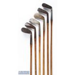 6x Assorted Irons to incl Gibson Jigger, James Gourlay mashie and driving iron, Logans 2 iron,