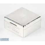 Silver Cigarette Box Inscribed 'Essex Championship 1932 Presented by Chigwell Ladies' hallmarked