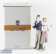 Lladro Porcelain 'Golfing Couple' Model 1453 height 34cm, in original box with certificate, box