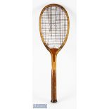c1905 Slazenger & Sons Doherty Wooden Tennis Racket, Laurence Pountney Hill London, with patent