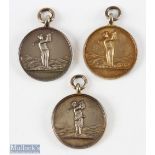 1950s News of The World Silver Gilt Medals (3) for 1953, 1955 and 1956, each having period golfer