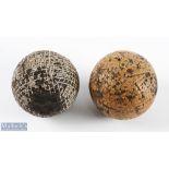 2x Guttie Golf Balls - Peter Paxton bramble pattern golf ball c1896 used but retaining good shape;