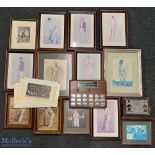A Collection of Modern Cricket Prints and Etching, with noted examples of Spy prints, Gracing the
