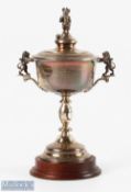 1957 Replica Lucifer Golfing Society British Empire Silver Trophy twin handled with lion handles,