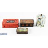 4x Period Golf Themed Advertising Tins Box to include a MacGregor golf tea caddy, Foursome mixture